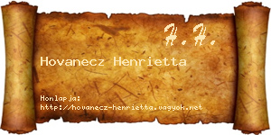 Hovanecz Henrietta névjegykártya